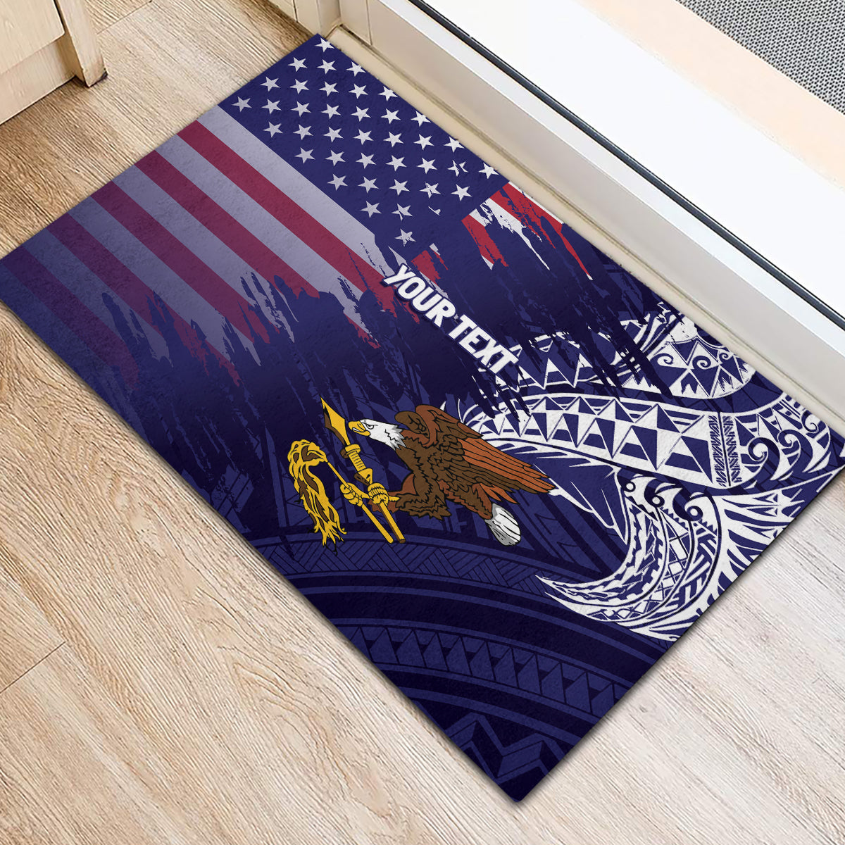 American Samoa Mix US Rubber Doormat Flag Day Grunge Style LT7 - Polynesian Pride