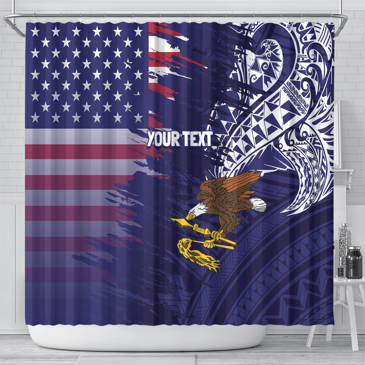 American Samoa Mix US Shower Curtain Flag Day Grunge Style