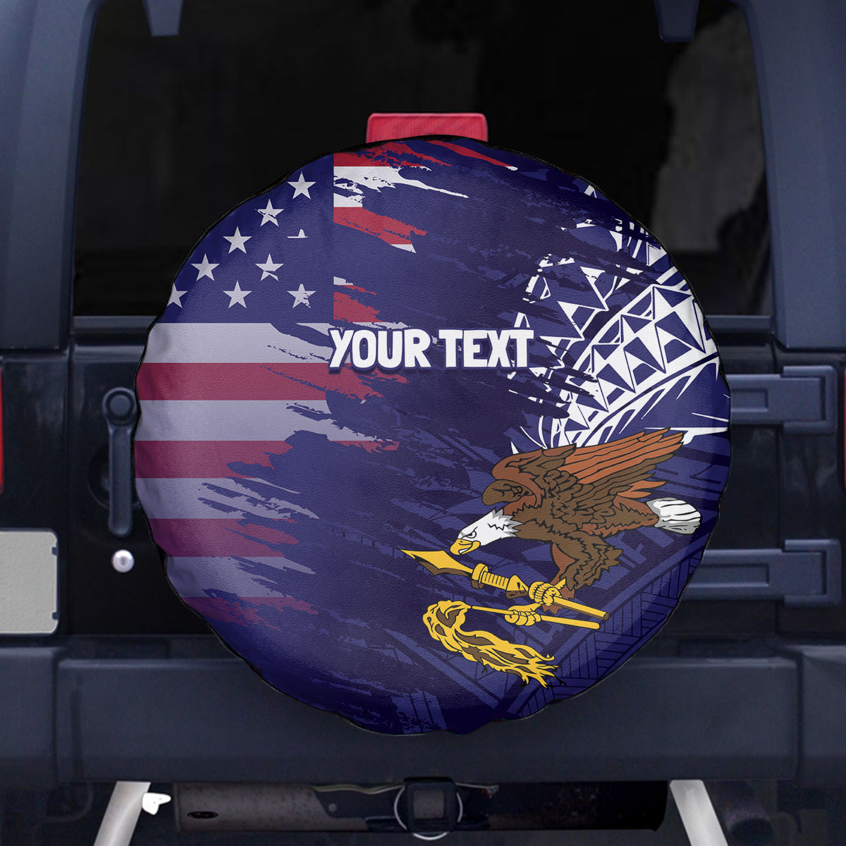 American Samoa Mix US Spare Tire Cover Flag Day Grunge Style LT7 - Polynesian Pride
