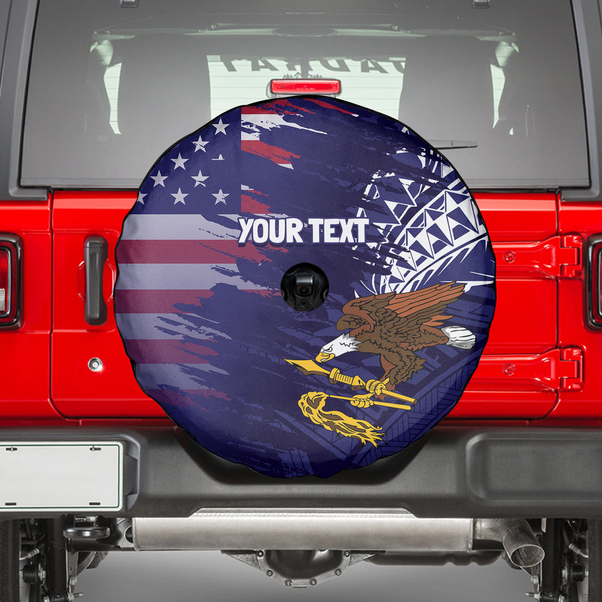 American Samoa Mix US Spare Tire Cover Flag Day Grunge Style LT7 - Polynesian Pride