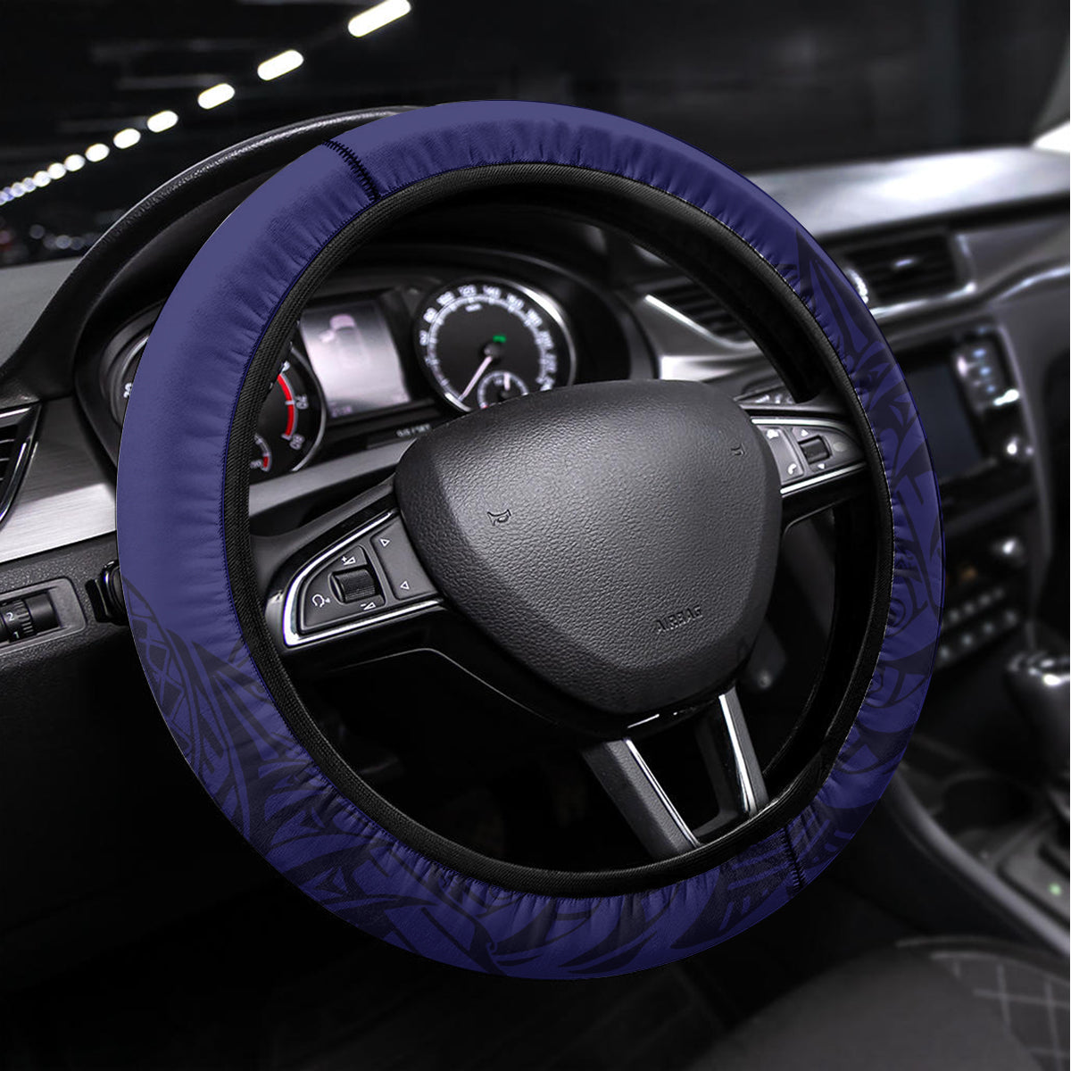 American Samoa Mix US Steering Wheel Cover Flag Day Grunge Style LT7 Universal Fit Blue - Polynesian Pride