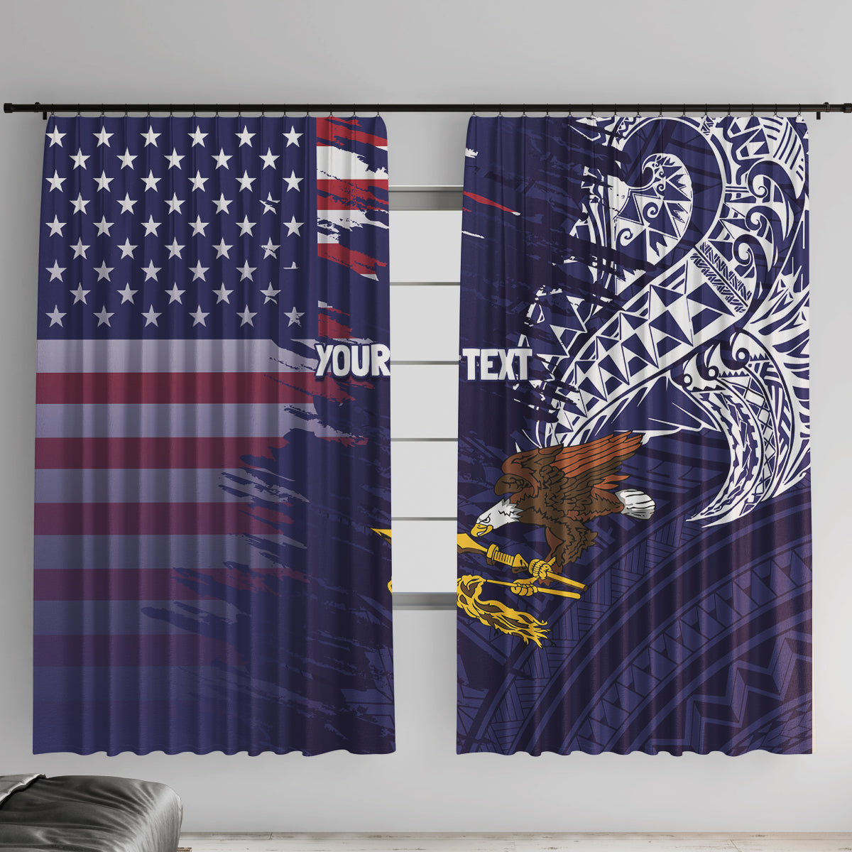 American Samoa Mix US Window Curtain Flag Day Grunge Style