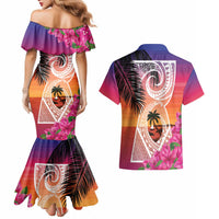 Guam Chamorro Couples Matching Mermaid Dress and Hawaiian Shirt Artsy Latte Stone