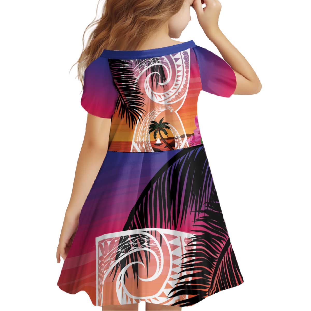 Guam Chamorro Family Matching Off The Shoulder Long Sleeve Dress and Hawaiian Shirt Artsy Latte Stone