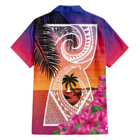 Guam Chamorro Family Matching Off The Shoulder Long Sleeve Dress and Hawaiian Shirt Artsy Latte Stone