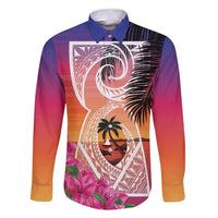 Guam Chamorro Family Matching Off Shoulder Short Dress and Hawaiian Shirt Artsy Latte Stone