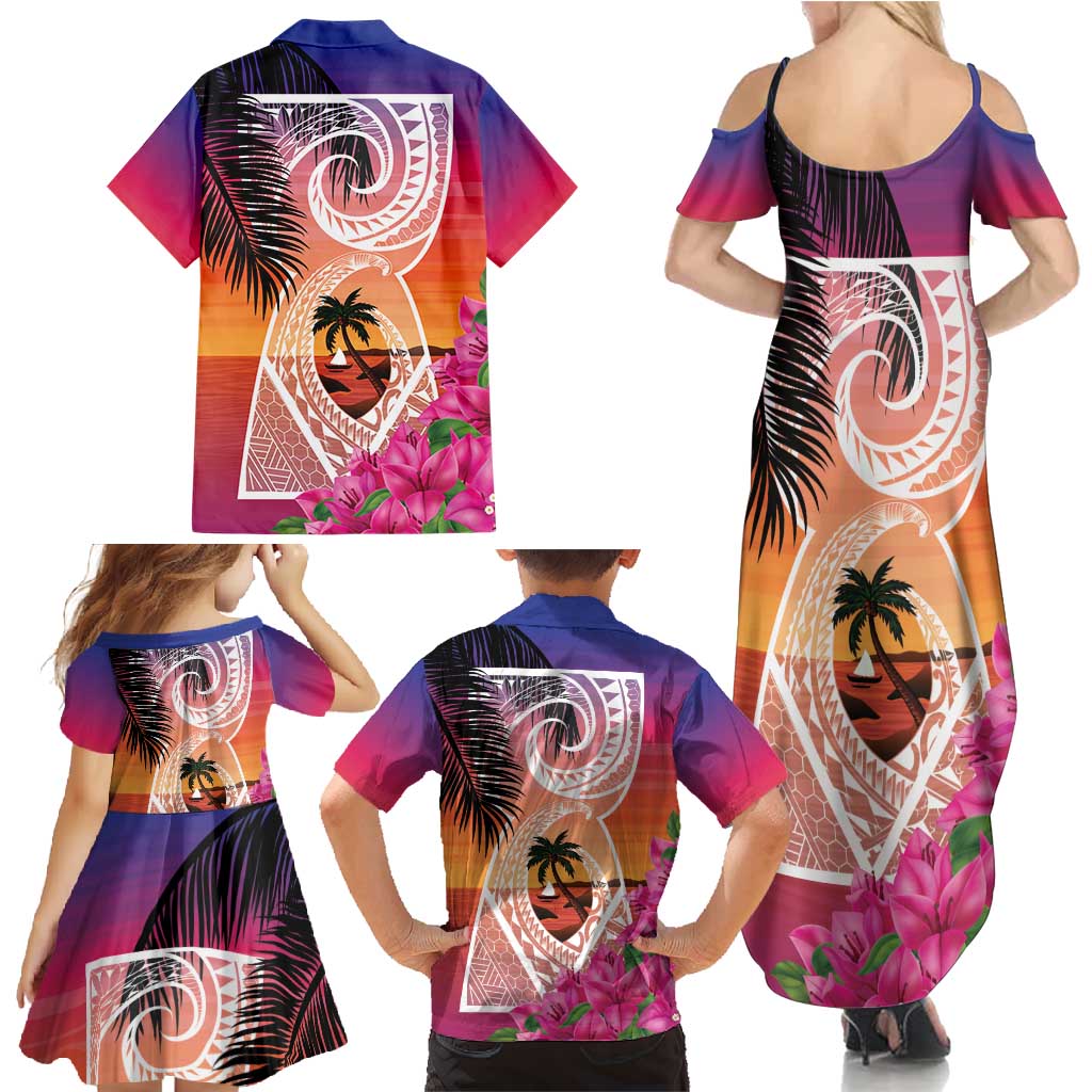 Guam Chamorro Family Matching Summer Maxi Dress and Hawaiian Shirt Artsy Latte Stone