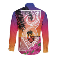 Guam Chamorro Long Sleeve Button Shirt Artsy Latte Stone