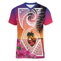 Guam Chamorro Women V-Neck T-Shirt Artsy Latte Stone