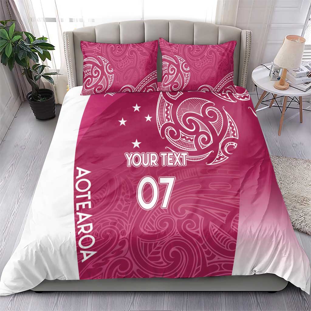 Personalised New Zealand Rugby Bedding Set Aotearoa Champions - Pink Version