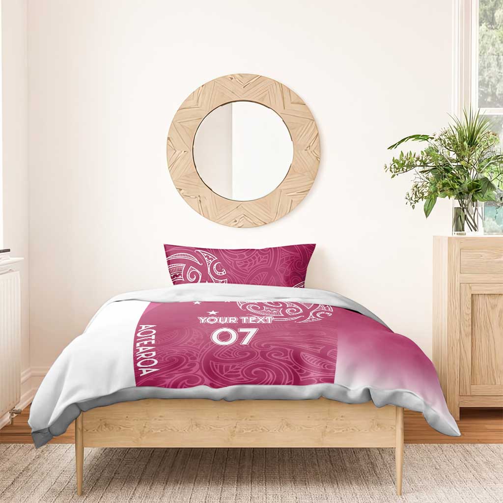 Personalised New Zealand Rugby Bedding Set Aotearoa Champions - Pink Version