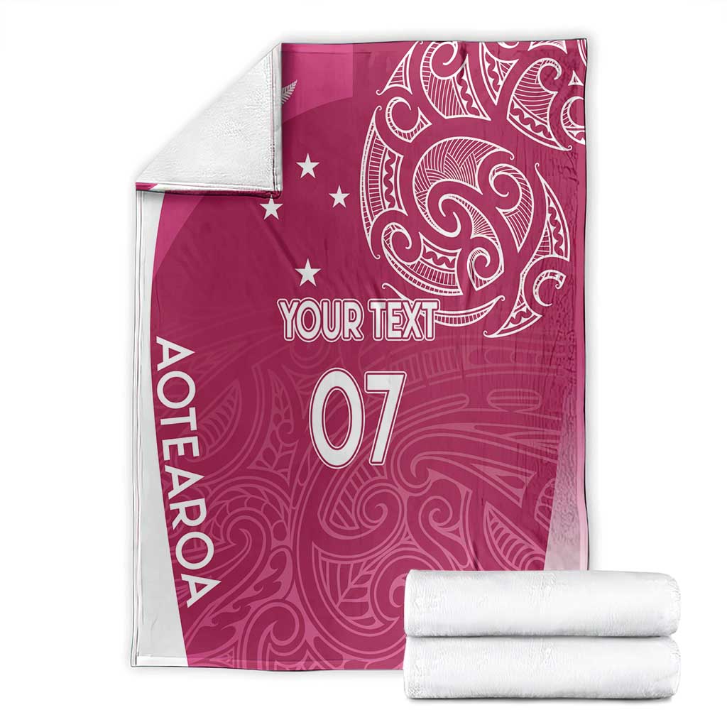 Personalised New Zealand Rugby Blanket Aotearoa Champions - Pink Version