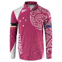 Personalised New Zealand Rugby Button Sweatshirt Aotearoa Champions - Pink Version