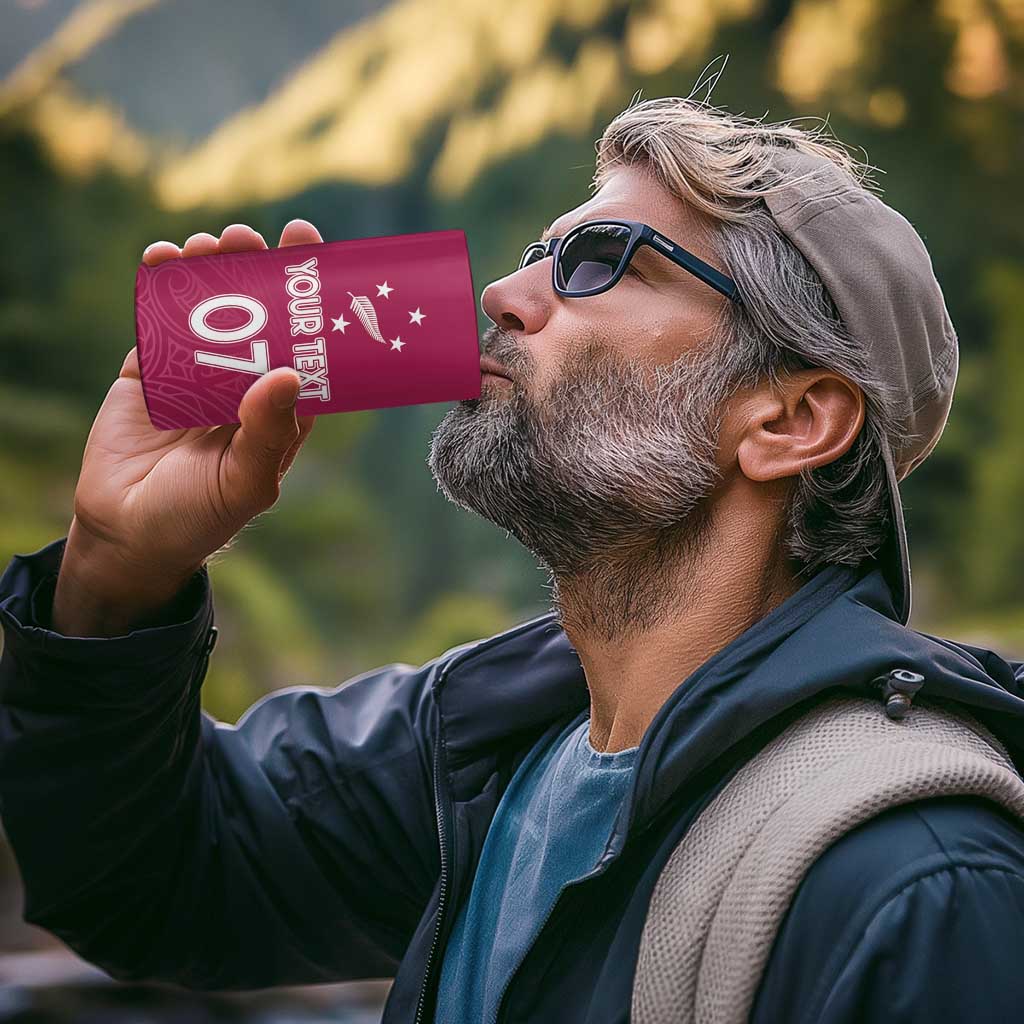 Personalised New Zealand Rugby 4 in 1 Can Cooler Tumbler Aotearoa Champions - Pink Version