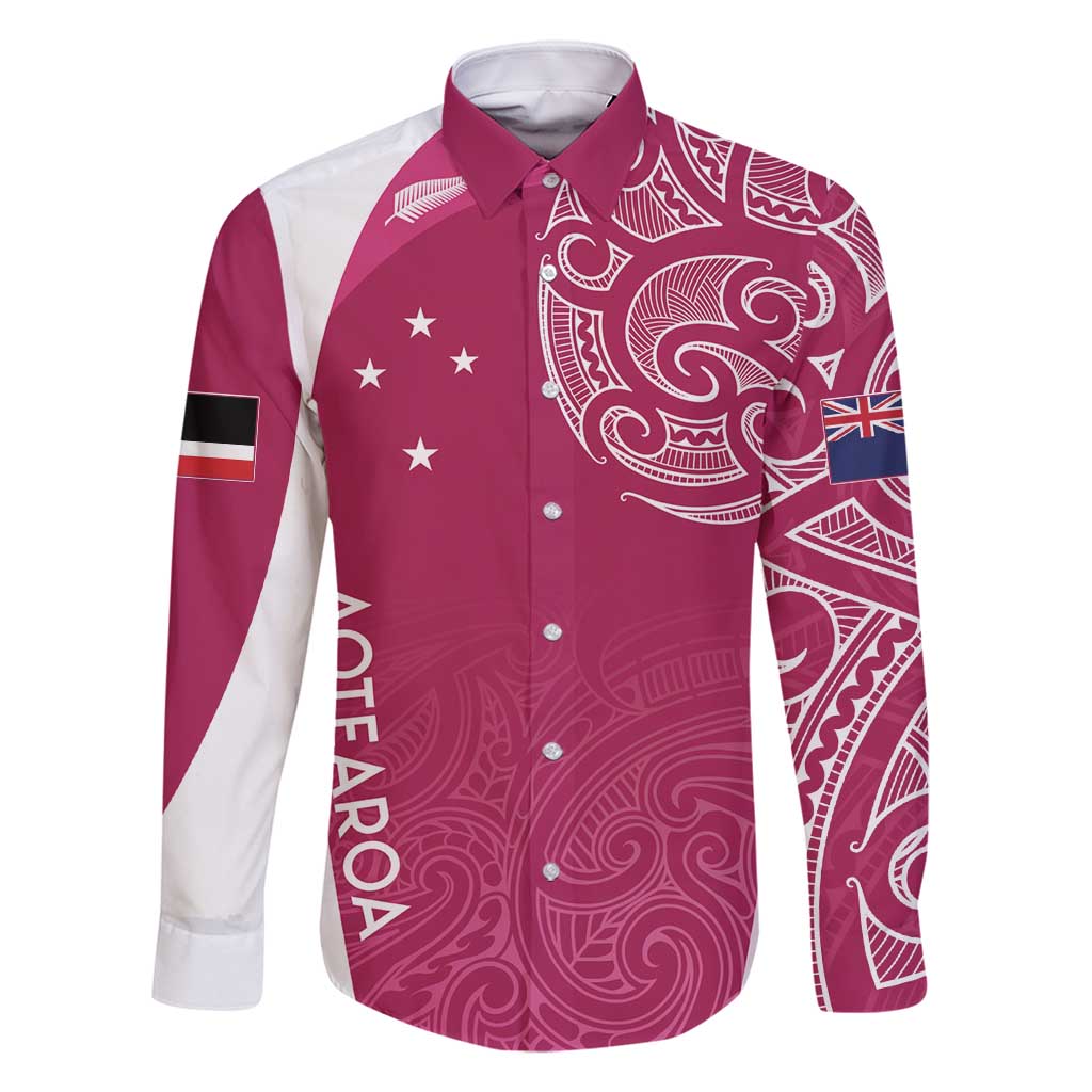 Personalised New Zealand Rugby Family Matching Tank Maxi Dress and Hawaiian Shirt Aotearoa Champions - Pink Version