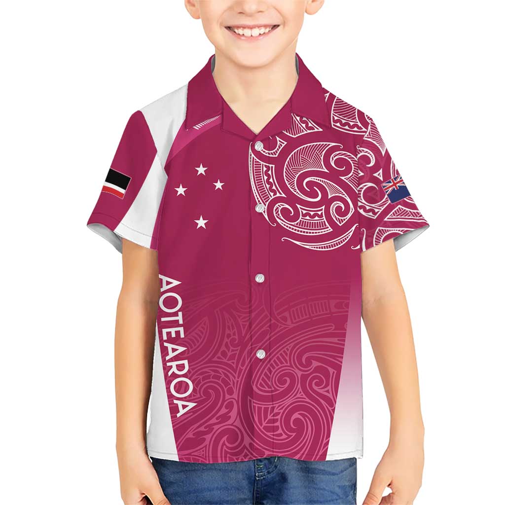 Personalised New Zealand Rugby Kid Hawaiian Shirt Aotearoa Champions - Pink Version