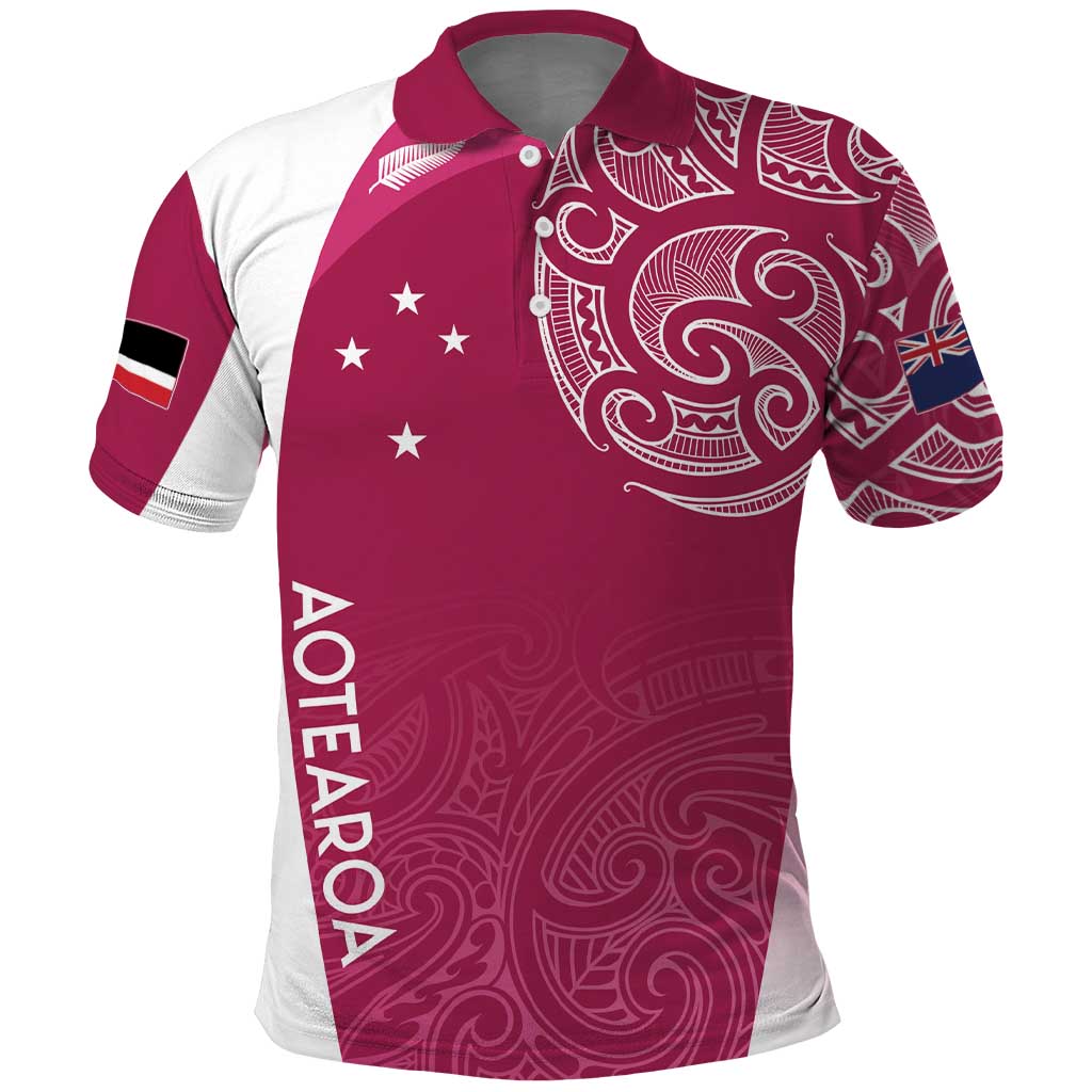 Personalised New Zealand Rugby Polo Shirt Aotearoa Champions - Pink Version