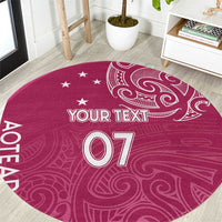 Personalised New Zealand Rugby Round Carpet Aotearoa Champions - Pink Version