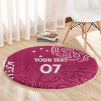 Personalised New Zealand Rugby Round Carpet Aotearoa Champions - Pink Version