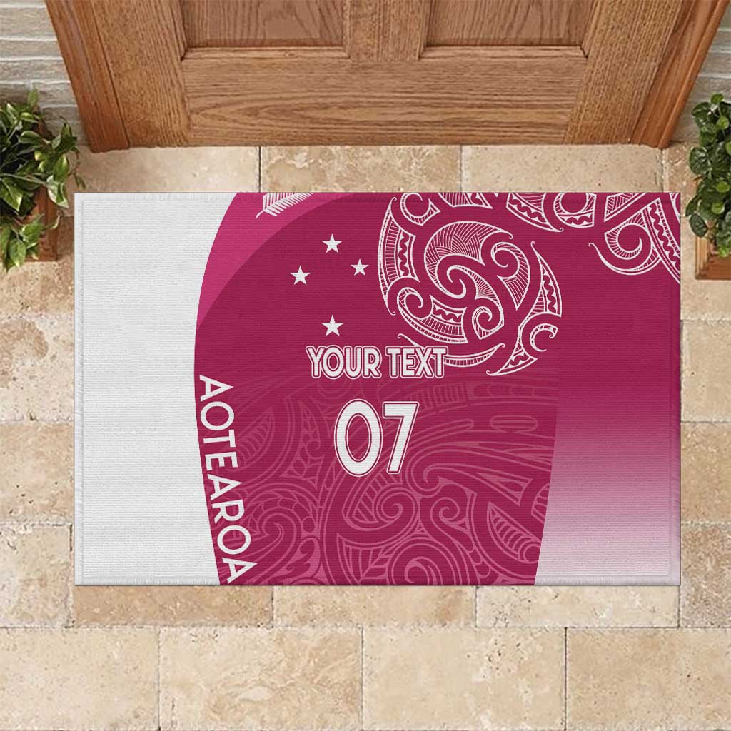 Personalised New Zealand Rugby Rubber Doormat Aotearoa Champions - Pink Version