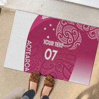 Personalised New Zealand Rugby Rubber Doormat Aotearoa Champions - Pink Version