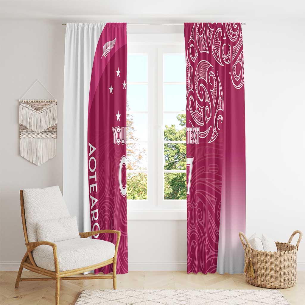 Personalised New Zealand Rugby Window Curtain Aotearoa Champions - Pink Version