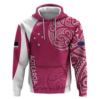 Personalised New Zealand Rugby Zip Hoodie Aotearoa Champions - Pink Version