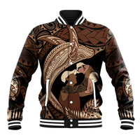 Father's Day Polynesian Pattern Baseball Jacket Tropical Humpback Whale LT7 Unisex Brown - Polynesian Pride