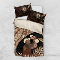 Father's Day Polynesian Pattern Bedding Set Tropical Humpback Whale LT7 US Twin 172cm x 218cm Brown - Polynesian Pride