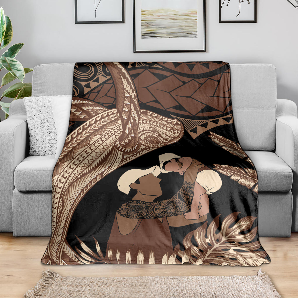 Father's Day Polynesian Pattern Blanket Tropical Humpback Whale LT7 - Polynesian Pride