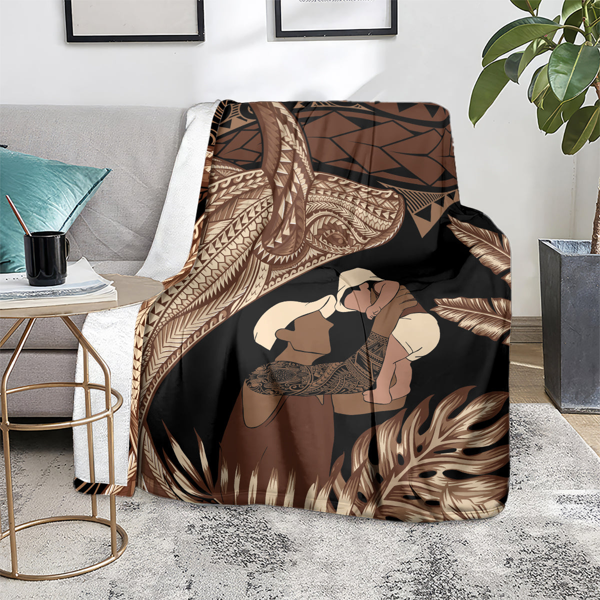 Father's Day Polynesian Pattern Blanket Tropical Humpback Whale LT7 - Polynesian Pride