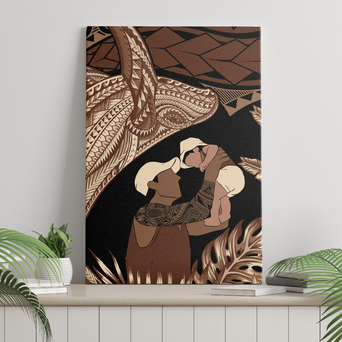 Father's Day Polynesian Pattern Canvas Wall Art Tropical Humpback Whale LT7 - Polynesian Pride