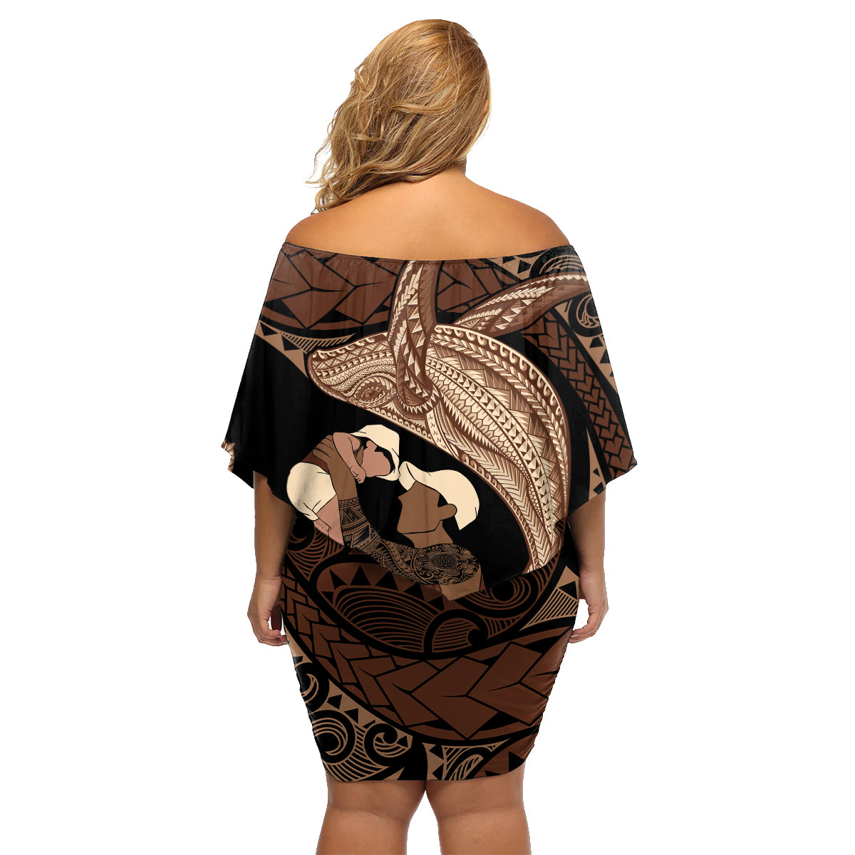 Father's Day Polynesian Pattern Family Matching Off Shoulder Short Dress and Hawaiian Shirt Tropical Humpback Whale LT7 - Polynesian Pride