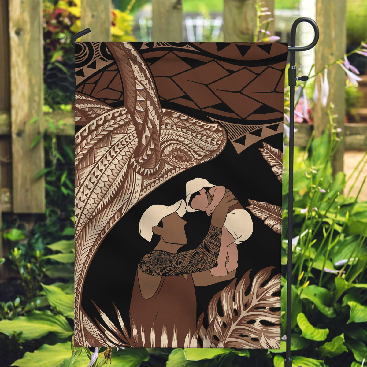 Father's Day Polynesian Pattern Garden Flag Tropical Humpback Whale LT7 Garden Flag Brown - Polynesian Pride