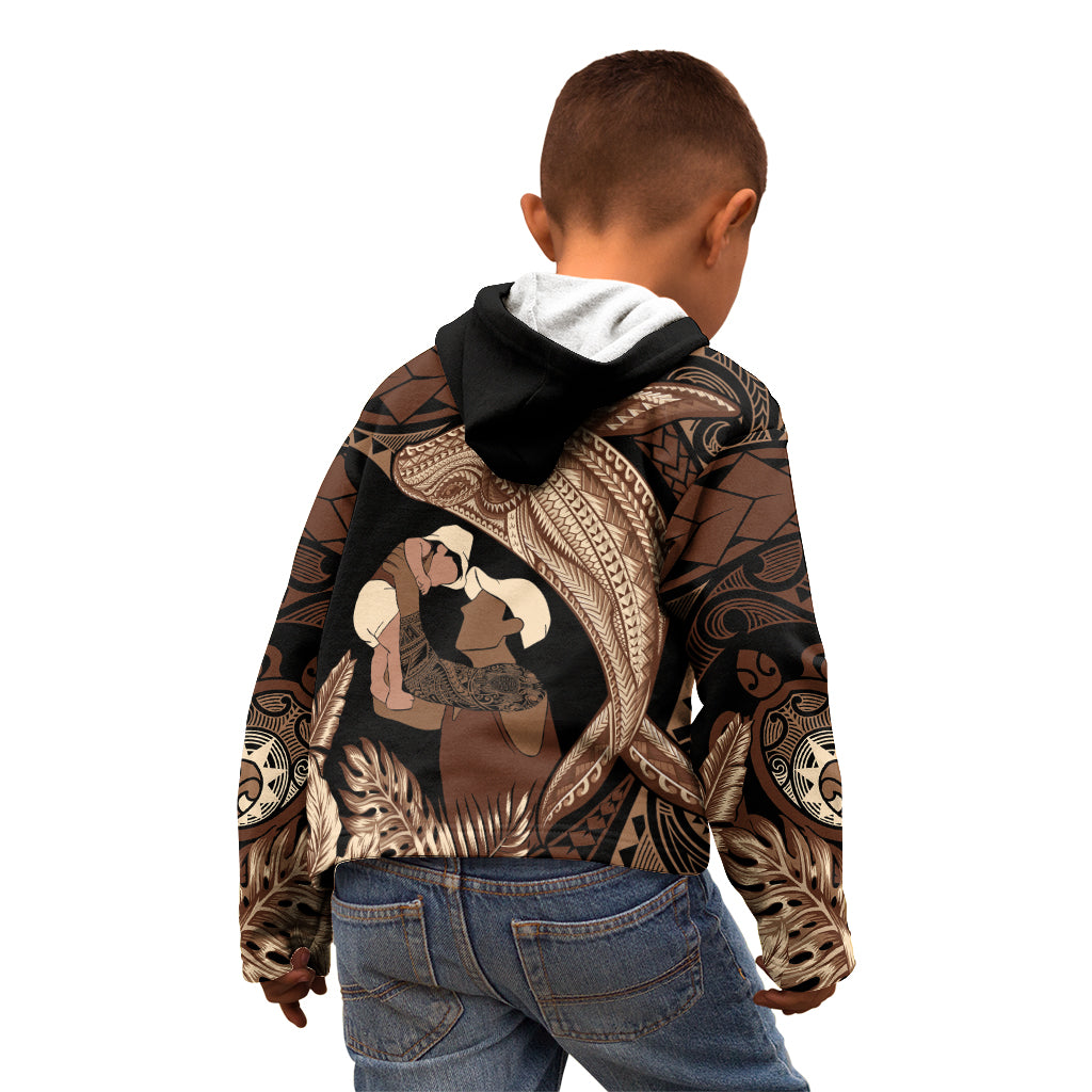 Father's Day Polynesian Pattern Kid Hoodie Tropical Humpback Whale