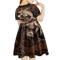 Father's Day Polynesian Pattern Kid Short Sleeve Dress Tropical Humpback Whale LT7 - Polynesian Pride