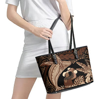 Father's Day Polynesian Pattern Leather Tote Bag Tropical Humpback Whale LT7 - Polynesian Pride