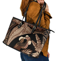 Father's Day Polynesian Pattern Leather Tote Bag Tropical Humpback Whale LT7 - Polynesian Pride