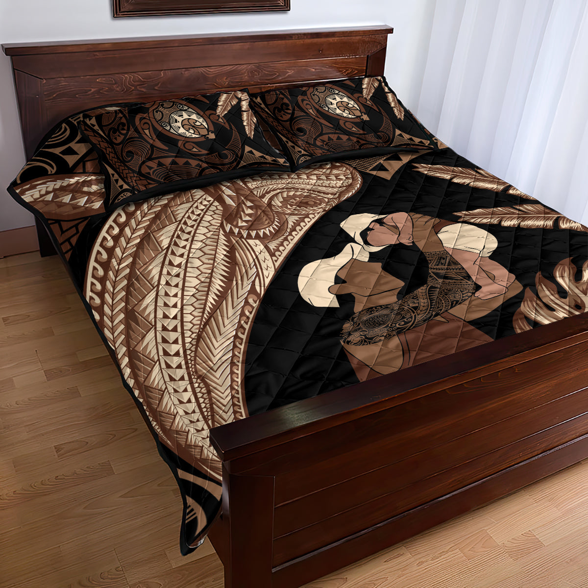 Father's Day Polynesian Pattern Quilt Bed Set Tropical Humpback Whale LT7 - Polynesian Pride