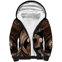 Father's Day Polynesian Pattern Sherpa Hoodie Tropical Humpback Whale LT7 Unisex Brown - Polynesian Pride