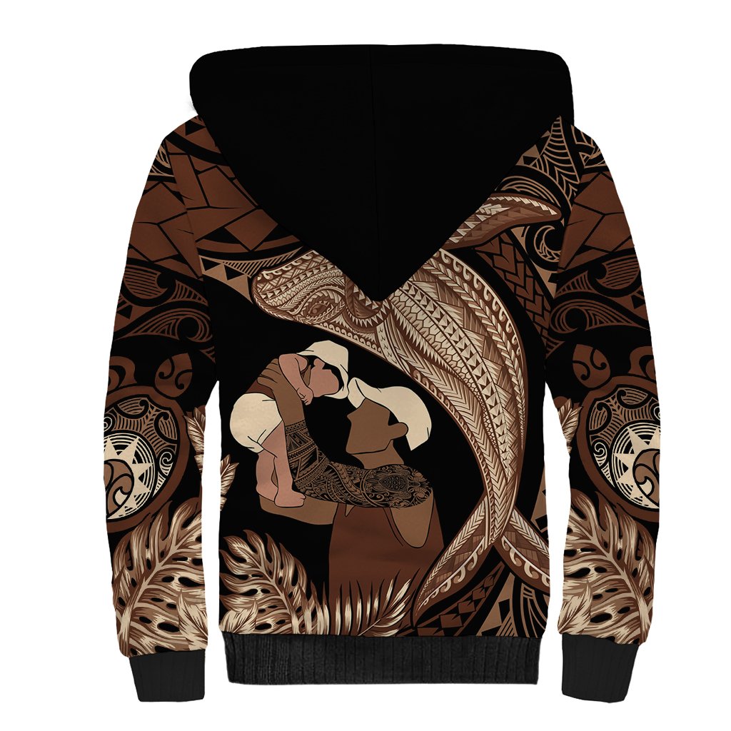 Father's Day Polynesian Pattern Sherpa Hoodie Tropical Humpback Whale LT7 - Polynesian Pride