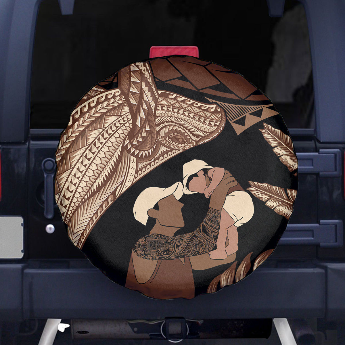 Father's Day Polynesian Pattern Spare Tire Cover Tropical Humpback Whale LT7 - Polynesian Pride