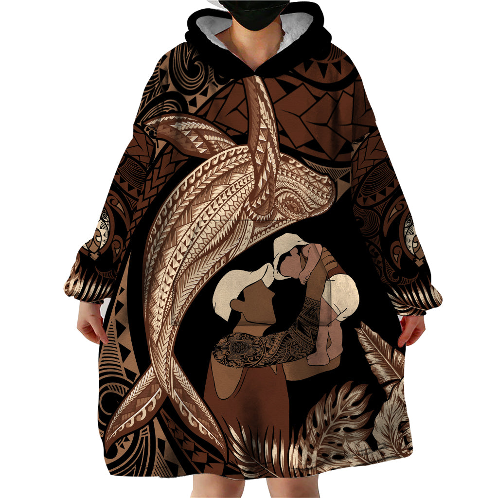 Father's Day Polynesian Pattern Wearable Blanket Hoodie Tropical Humpback Whale LT7 - Polynesian Pride
