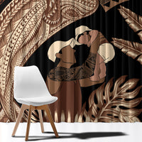 Father's Day Polynesian Pattern Window Curtain Tropical Humpback Whale LT7 - Polynesian Pride