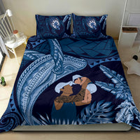 Father's Day Polynesian Pattern Bedding Set Tropical Humpback Whale - Navy LT7 - Polynesian Pride