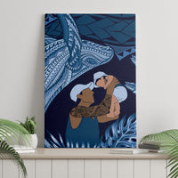 Father's Day Polynesian Pattern Canvas Wall Art Tropical Humpback Whale - Navy LT7 - Polynesian Pride