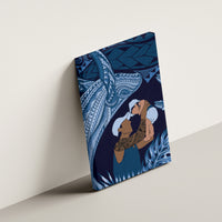 Father's Day Polynesian Pattern Canvas Wall Art Tropical Humpback Whale - Navy LT7 - Polynesian Pride