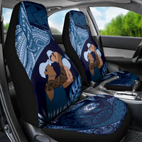 Father's Day Polynesian Pattern Car Seat Cover Tropical Humpback Whale - Navy