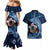 Father's Day Polynesian Pattern Couples Matching Mermaid Dress and Hawaiian Shirt Tropical Humpback Whale - Navy