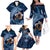 Father's Day Polynesian Pattern Family Matching Off The Shoulder Long Sleeve Dress and Hawaiian Shirt Tropical Humpback Whale - Navy